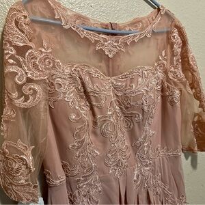 JJs House Elegant Lace Wedding Dress in Dusty Rose   Mother of the Bride dress.